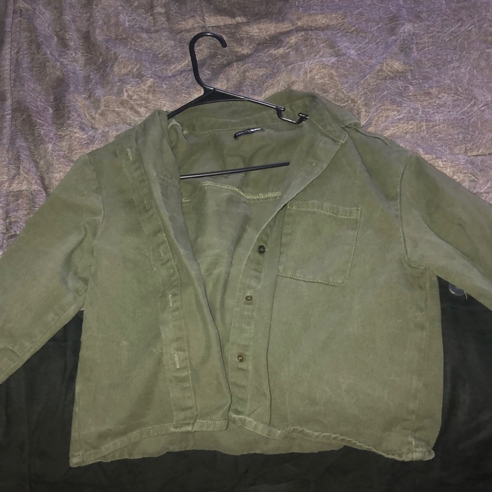 green jean jacket